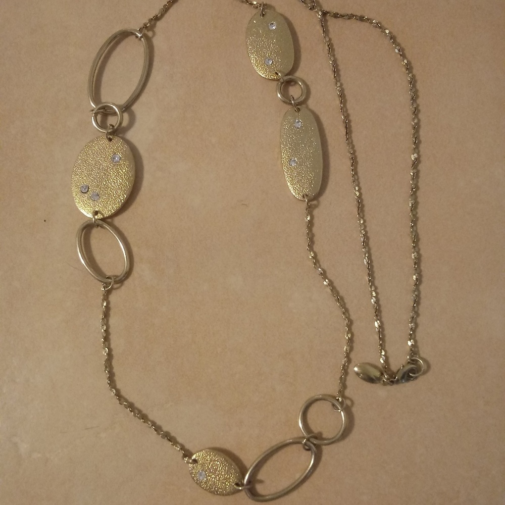 Gwen Gold Tone Long Chain Rhinestone Accent